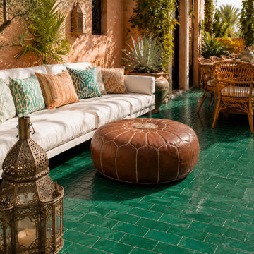 Moroccan Patio with Green Bejmat Floor Tiles