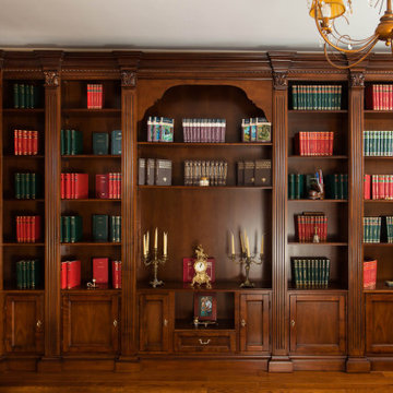 Biblioteca lemn masiv la comanda cu sculptura-Classic English inspired bookcase