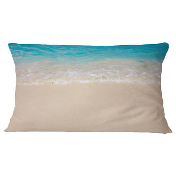 Serene White and Blue Waters Seashore Throw Pillow, 12"x20"