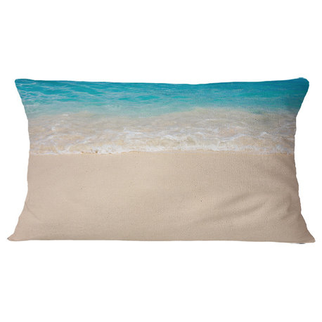 Serene White and Blue Waters Seashore Throw Pillow, 12"x20"