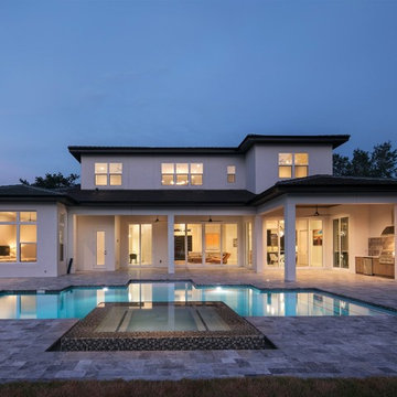 Transitional Custom Home on Lake Clarice in Windermere