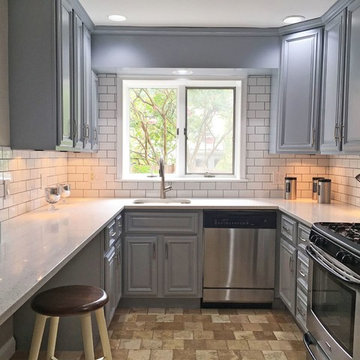 Sparkling White quartz kitchen countertops in Chevy Chase, DC.