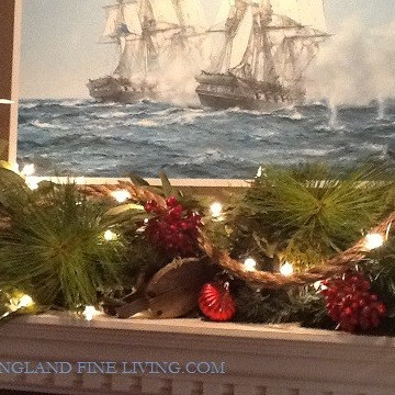 New England Nautical Style Christmas Mantel
