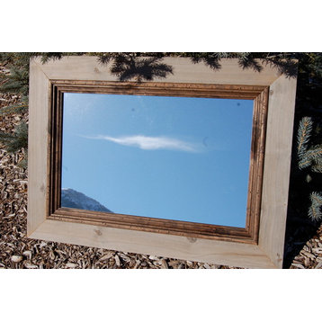 Rustic Mirror Cabin Mirror With Deep Alder Stepped Molding, 30x36