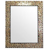 Multi-Colored & Gold, Luxe Mosaic Glass Framed Wall Mirror, Decorative Embossed