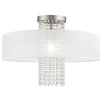 Livex Lighting - Livex Lighting Brushed Nickel 1-Light Ceiling Mount - The Bella Vista collection features a hand crafted translucent shade over a brushed nickel finish and clear crystal strands cascading in a waterfall effect to convey the glitz and glamour from an iconic time that is making a modern comeback.