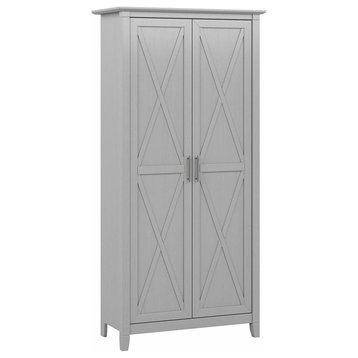 Bush Furniture Key West Tall Storage Cabinet With Doors, Cape Cod Gray