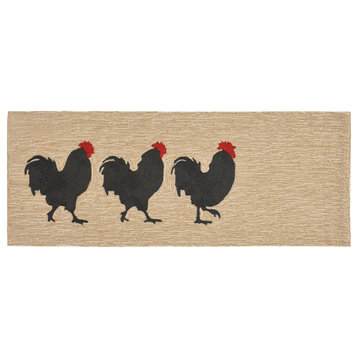 Frontporch Roosters Rug, Neutral, 2'x5'