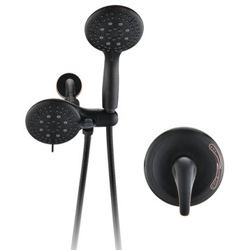 6 Setting Handheld and Valve Shower Faucet Set Complete, Oil-Rubbed Bronze