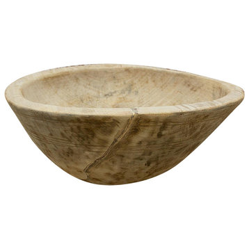 Farmhouse Bleached Wood African Fruit Bowl