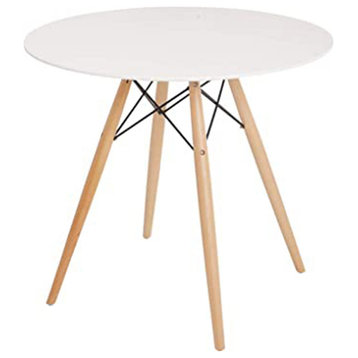 Modern MDF Top Dining Table With Wood Base 39"
