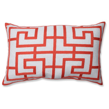 Embroidered Geometric Rectangular Throw Pillow, Pink