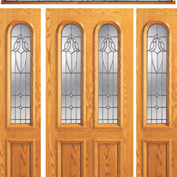 Prehung Mahogany Arch Twin Lite Front Door, Two Sidelites Transom - Front Doors