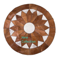 Luxury Cowhide Patchwork Area Rug / Round / 5'10" x 5'10" / Hand Made In - Area Rugs
