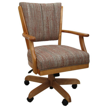 Classic Caster Swivel Dining Chair on Wheels, Solid Wood, Watusi Madder - Honey