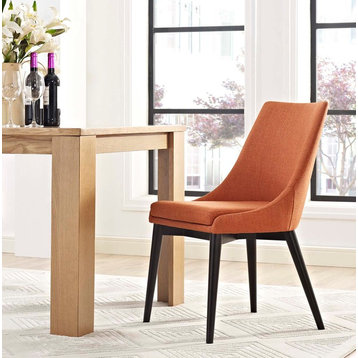 Viscount Upholstered Fabric Dining Side Chair, Orange