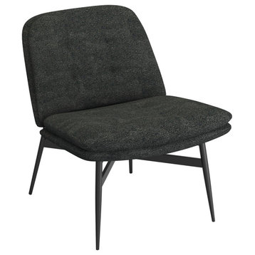 Modern Fabric and Metal Accent Chair, Charcoal and Black