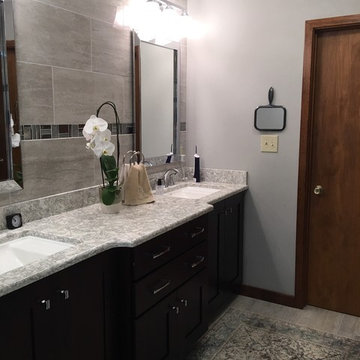 Transitional Bathroom Remodel with Accent Tiling