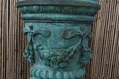 Verdigris bronze Fruit swag vase