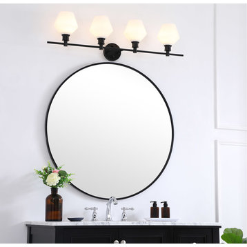 Gene 4 Light Black And Frosted White Glass Wall Sconce