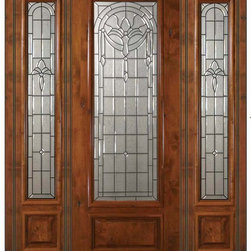 Prehung Side lights Door 96 Wood Alder Palacio 1 Panel 3/4 Lite Glass - Front Doors