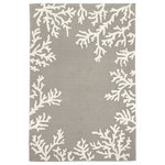 Liora Manne - Capri Coral Border Indoor/Outdoor Rug, Silver, 3'6"x5'6' - This hand-hooked area rug features a neutral silvery grey background white a coral motif border. A classic, subtle tropical motif, this rug will effortlessly compliment any space inside or outside your home. Made in China from a polyester acrylic blend, the Capri Collection is hand tufted to create bright multi-toned detailed designs with a high-quality finish. The material is flatwoven, weather resistant and treated for added fade resistant making this the perfect rug for indoor or outdoor placement. This soft, durable piece is ideal for your patio, sunroom and those high traffic areas such as your entryway, kitchen, dining room and living room. A fresh take on nautical style, these area rugs range in style from coastal to tropical motifs that beautifully accent your home decor. Limiting exposure to rain, moisture and direct sun will prolong rug life.