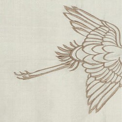 Neutral Custom Made Embroidered Dupioni Silk Curtains - Window Treatments