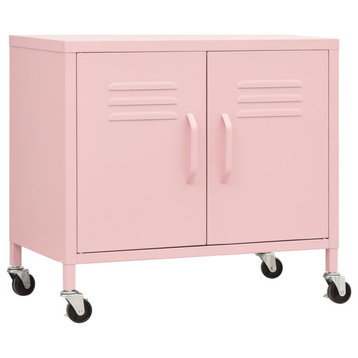 vidaXL Storage Cabinet Pink Steel Cupboard Bookcase Display Cabinet Furniture