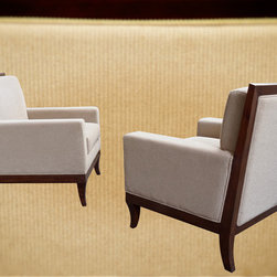 Metaphor | Upholstered Armchairs with Wood Detail - Armchairs And Accent Chairs