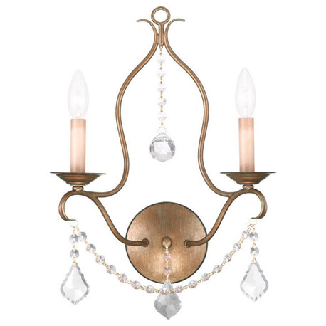 Chesterfield 2 Light Wall Sconce, Antique Gold Leaf