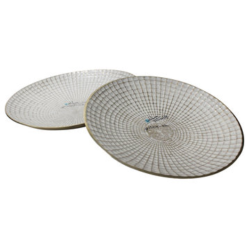 Metal 10/21" Round Plates, Ivory/Champagne