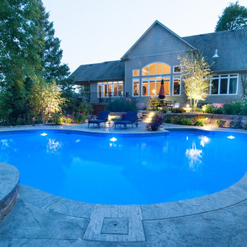 Lagoon Inground Pool In A Craftsman Style Backyard