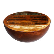 vidaXL Solid Reclaimed Wood Coffee Table Bowl-shaped with Steel Base Furniture