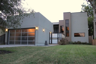 Modern white two-story mixed siding exterior home idea in New York