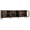 Basel Reclaimed Pine and Glass Door Sideboard With Bar Pull Hardware, 109" Width