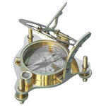 Brass Sundial/Magnetic Compass With Spirit Level - This polished, solid brass sundial compass makes a perfect gift to adorn an executive's desk, or a functional nautical accessory for a book shelf. It measures 5" tall x 2 3/8" tall when collapsed. The magnetic brass compass allows you to orient to North while the needle lock protects the jeweled compass bearing during transit. The bubble level allows you to properly set the compass before setting curved latitude scale. The curved scale is used to set your local latitude angle allowing the gnomon to cast the shadow at local time. Give a sundial compass gift that will be proudly displayed for years to come.