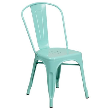 Bowery Hill 17.25" Contemporary Metal Dining Chair in Mint Green