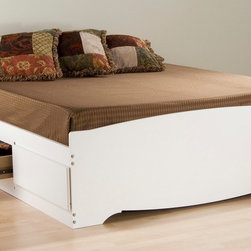 Prepac Platform Storage Bed with 6 Drawers in White - Platform Beds