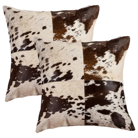 Natural Home Decor Torino Salt and Pepper Cowhide Pillow, 2-Piece, 18"x18"