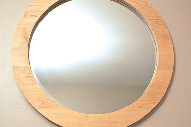 30" Round Maple Wall Mirror