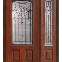 Prehung Side light Door 80 Fiberglass Palacio 2 Panel Arch Lite Glass - Front Doors