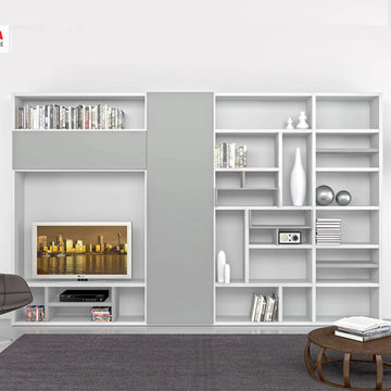 Grigio TV media bookcase unit by Mobilstella