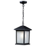 Z-Lite - Holbrook 1 Light Outdoor Chain Light in Black with White Seedy Glass - The solid timeless styling of this medium outdoor chain hung fixture is versatile suiting both traditional and modern styles. Clean white seedy glass panels are paired with a finish of black to create a very inviting look. Made of cast aluminum this fixture is made to endure nature regardless of the season.&nbsp