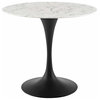 Modway Lippa 36" Round Artificial Marble and Metal Dining Table in Black/White