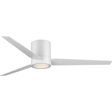 Braden 56" LED Indoor Satin White Ceiling Fan, Light Kit and White Opal Shade