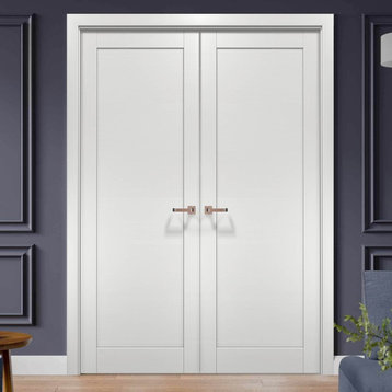 French Double Doors & Hardware | Quadro 4111 White Ash | Bedroom Hall Panel, 60"
