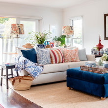 Living Room With Navy Blue