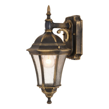 Newark Weathered Bronze Motion Sensor Dusk to Dawn Wall Light with Clear Glass