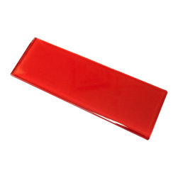 4x12 Glossy Hot Red Subway Glass Mosaic Tiles - Home Accessories & Decor