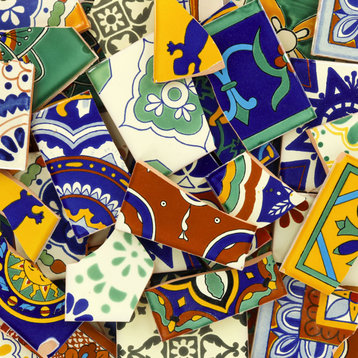 Broken Talavera Mexican Tile in Mixed Decorative Tiles, 10 Pounds